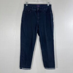 NYDJ Women's Dark Wash Denim Ankle Jeans Size 8 Tapered Leg‎ Comfortable